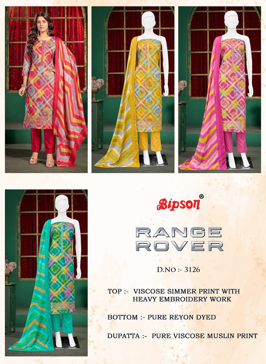 Range Rover 3126 Bipson Prints Pure Viscose Pant Style Suits Manufacturer