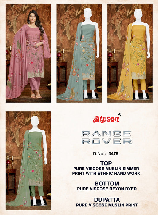 Range Rover 3475 Bipson Prints Pure Viscose Pant Style Suits Manufacturer