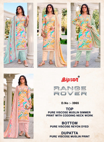 Range Rover 3949-3965-4017 Bipson Prints Viscose Muslin Pant Style Suits Supplier India