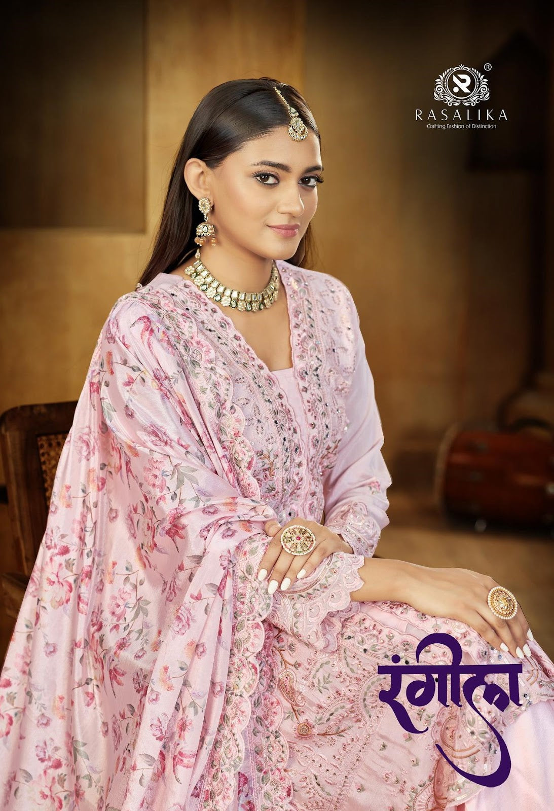 Rangeela Rasalika Chinnon Silk Readymade Plazzo Style Suits Wholesaler Gujarat