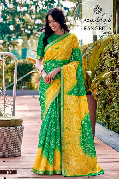Rangeela Vol 3 Kashvi Creation Dull Moss Sarees Supplier Gujarat