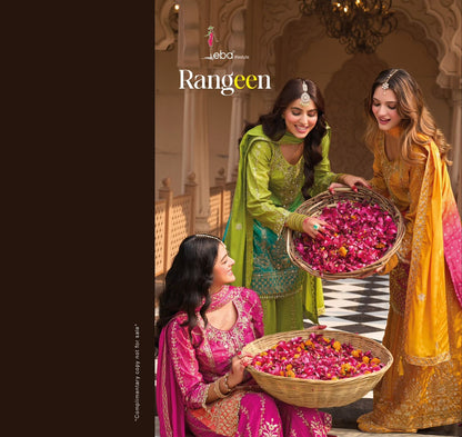 Rangeen Eba Lifestyle Chinon Readymade Plazzo Style Suits Exporter India