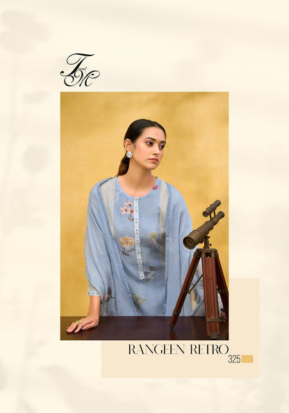 Rangeen Retro Tm Mal Chanderi Pant Style Suits Wholesaler Ahmedabad