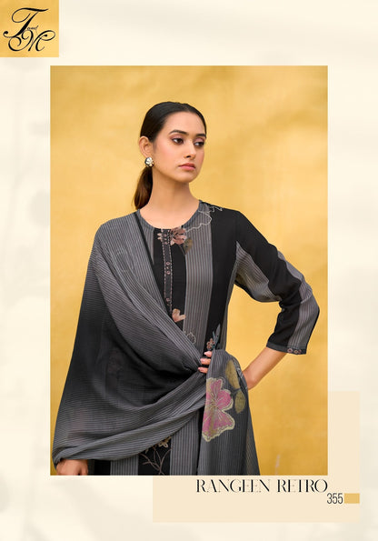 Rangeen Retro Tm Mal Chanderi Pant Style Suits Wholesaler Ahmedabad
