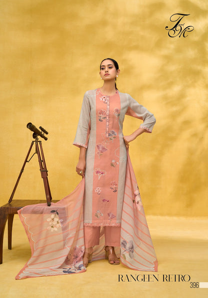 Rangeen Retro Tm Mal Chanderi Pant Style Suits Wholesaler Ahmedabad