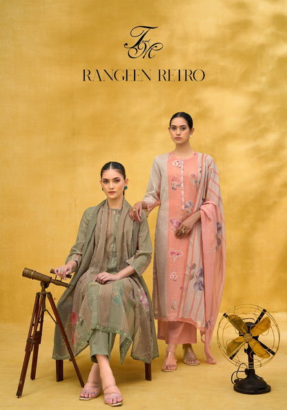 Rangeen Retro Tm Mal Chanderi Pant Style Suits Wholesaler Ahmedabad
