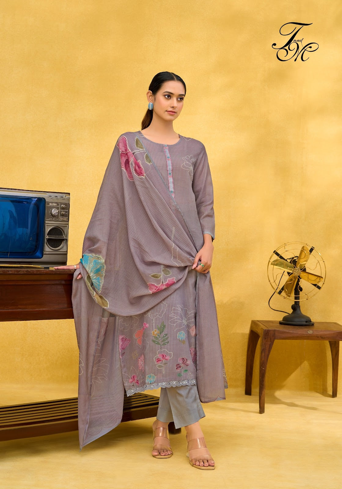 Rangeen Retro Tm Mal Chanderi Pant Style Suits Wholesaler Ahmedabad