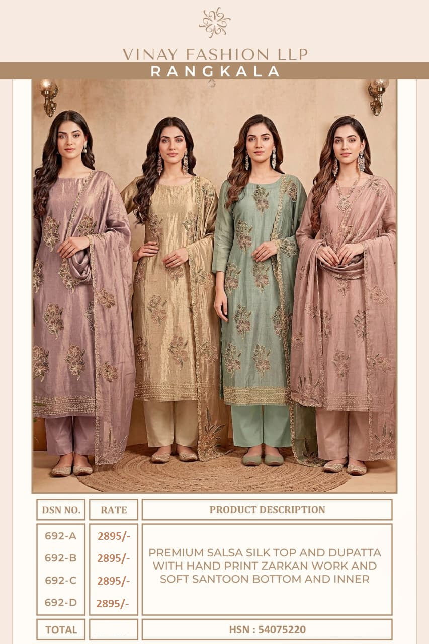 Rangkala Kuleesh Vinay Fashion Llp Salsa Silk Pant Style Suits Wholesale