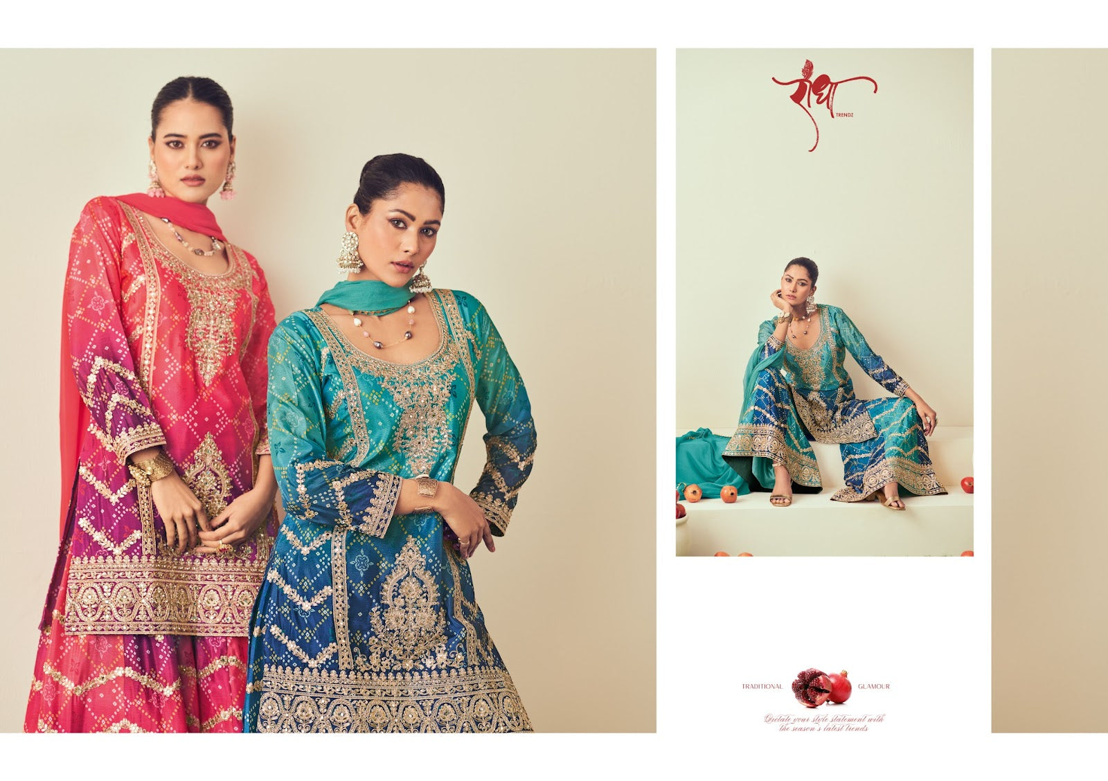 Rangmahal Radha Trendz Chinon Readymade Suits Wholesale Price