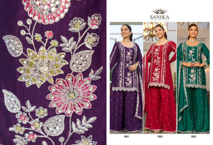 Rango Ka Jashan Sanika Fashion Chinnon Silk Readymade Plazzo Style Suits Exporter