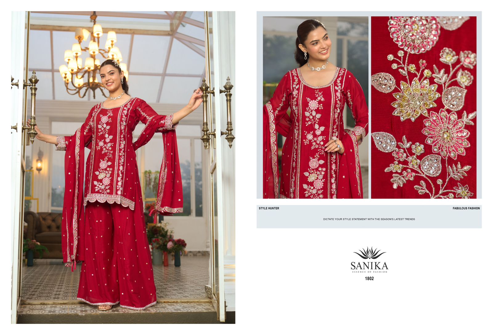 Rango Ka Jashan Sanika Fashion Chinnon Silk Readymade Plazzo Style Suits Exporter