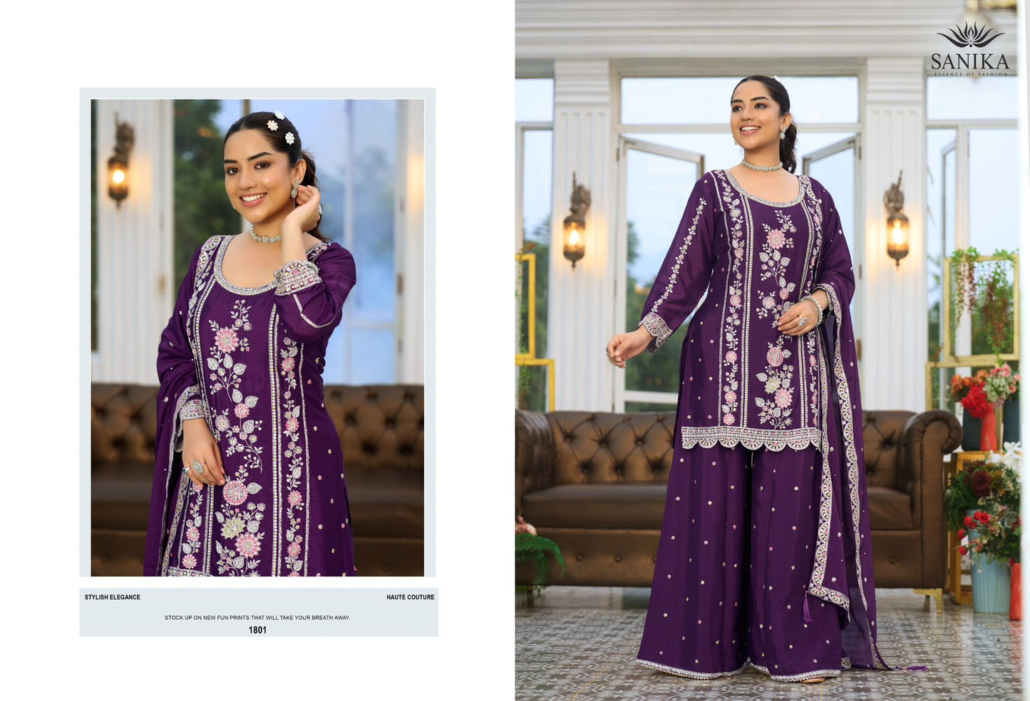 Rango Ka Jashan Sanika Fashion Chinnon Silk Readymade Plazzo Style Suits Exporter