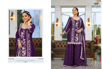 Rango Ka Jashan Sanika Fashion Chinnon Silk Readymade Plazzo Style Suits Exporter