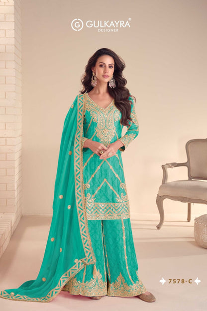 Rangoli Gulkayra Designer Chinon Readymade Plazzo Style Suits Wholesaler