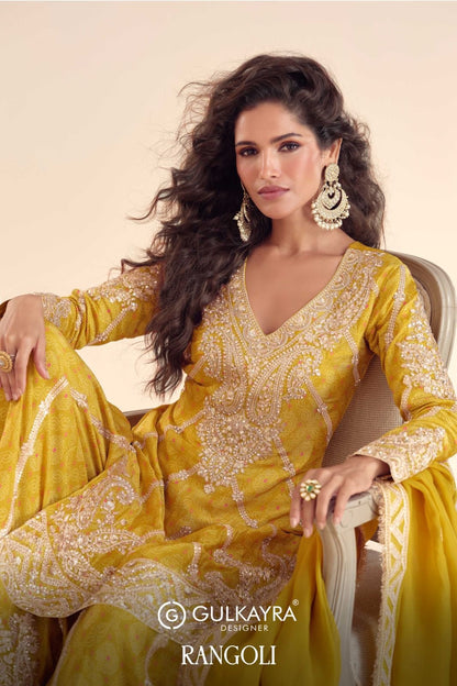 Rangoli Gulkayra Designer Chinon Readymade Plazzo Style Suits Wholesaler
