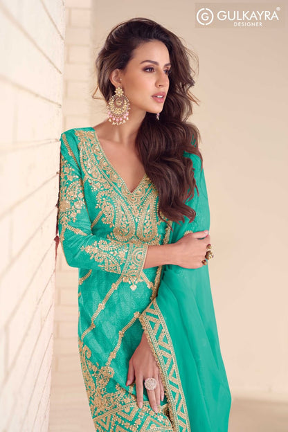 Rangoli Gulkayra Designer Chinon Readymade Plazzo Style Suits Wholesaler