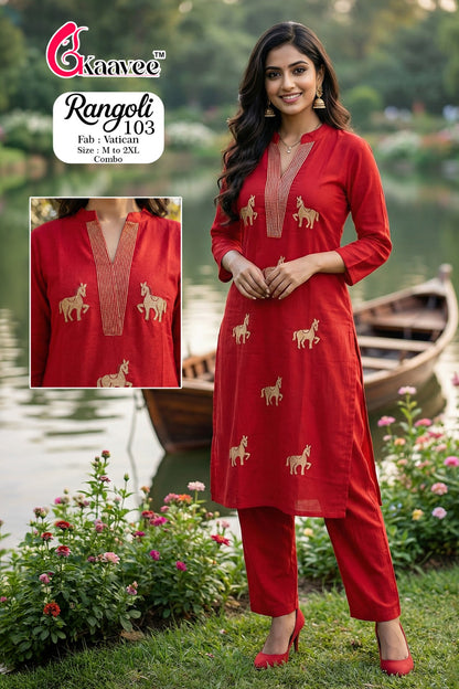 Rangoli Kaavee Vatican Kurti Pant Set Wholesale Price