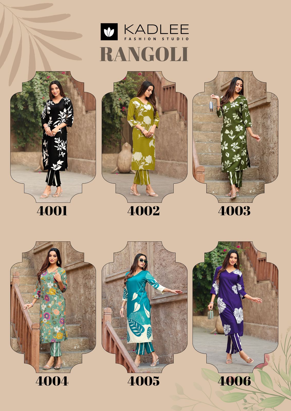 Rangoli Kadlee Rayon Kurti Pant Set Wholesale Price