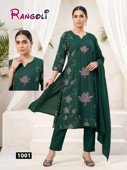 Rangoli Majisa Rayon Readymade Pant Style Suits Wholesale Price