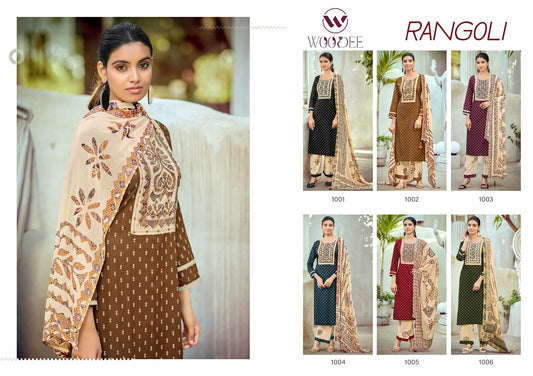Rangoli Wooglee Rayon Readymade Pant Style Suits Wholesaler India