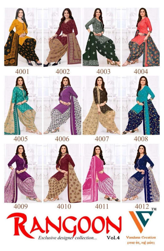 Rangoon Vol 4 Vandana Creation Cotton Dress Material Wholesale Price