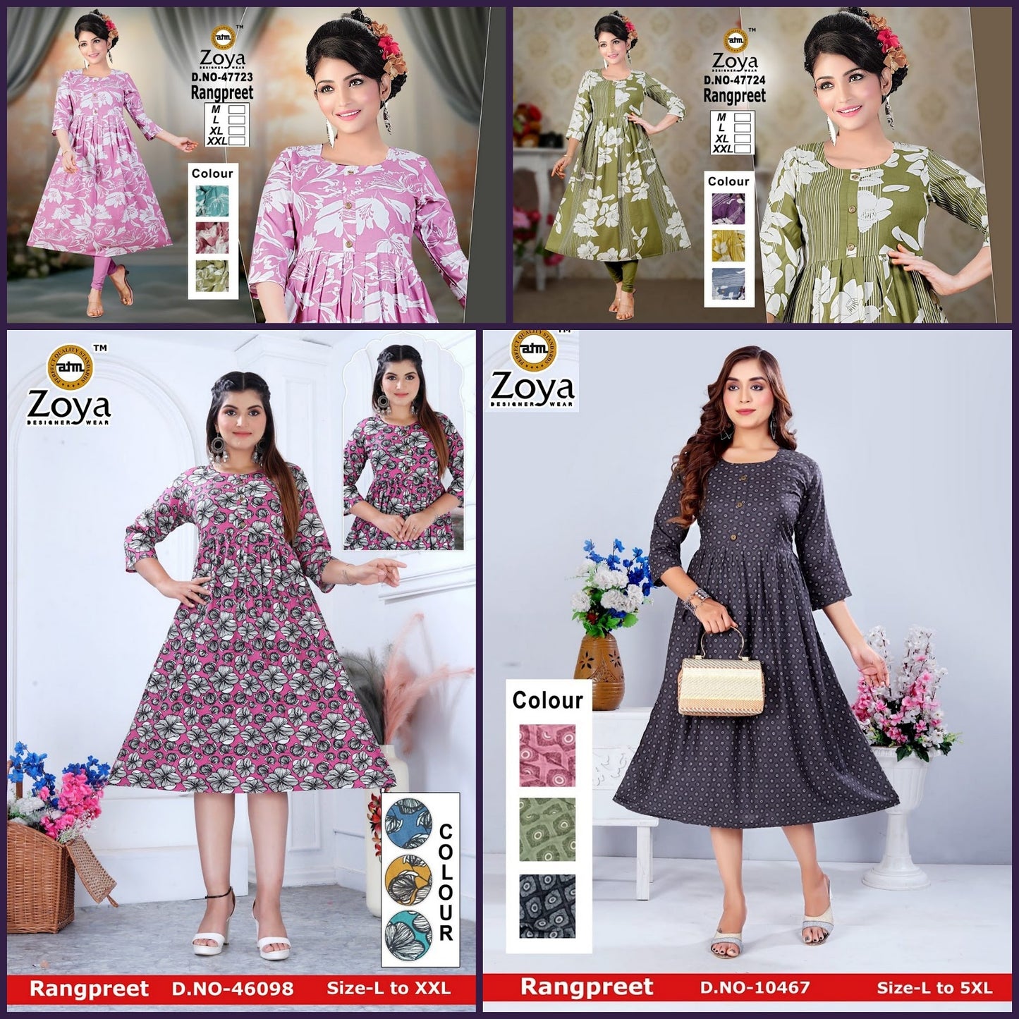 Rangpreet 1303 Jnx Rayon Anarkali Kurtis Exporter Gujarat