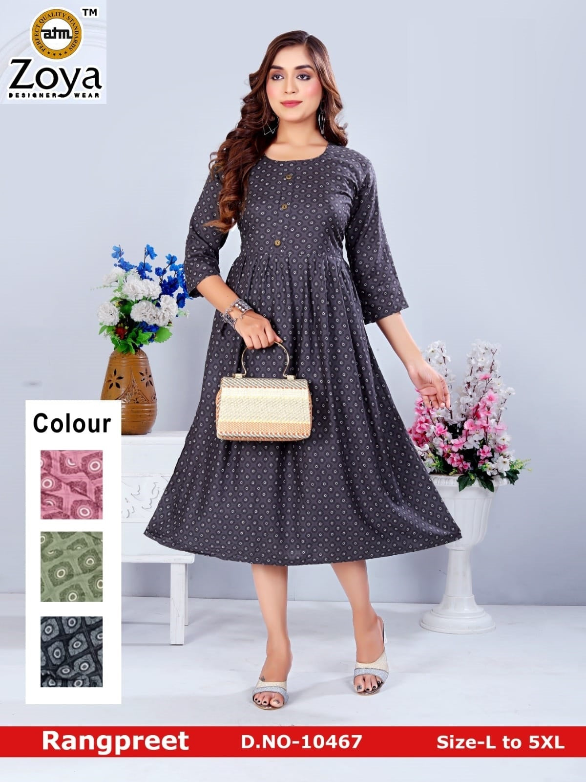 Rangpreet 1303 Jnx Rayon Anarkali Kurtis Exporter Gujarat