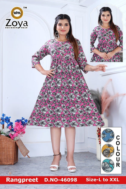 Rangpreet 1303 Jnx Rayon Anarkali Kurtis Exporter Gujarat