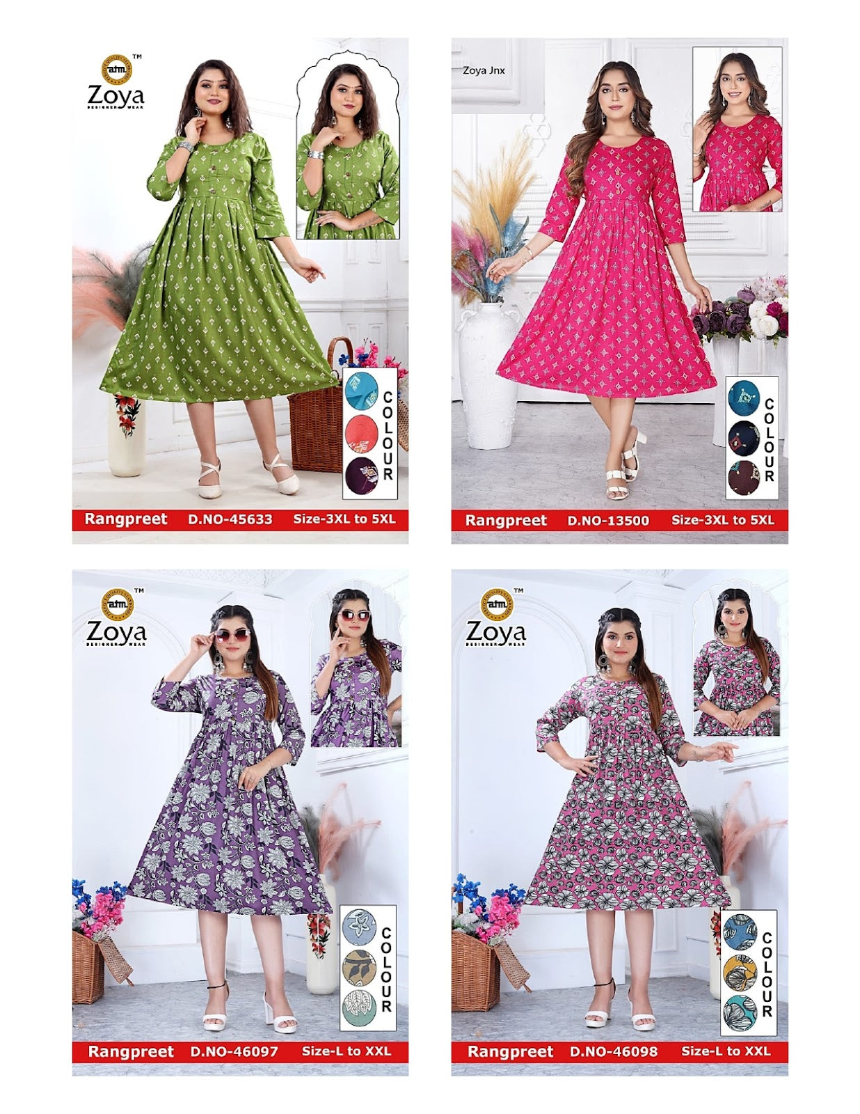 Rangpreet Plus Size Jnx Rayon Anarkali Kurtis Wholesale Price