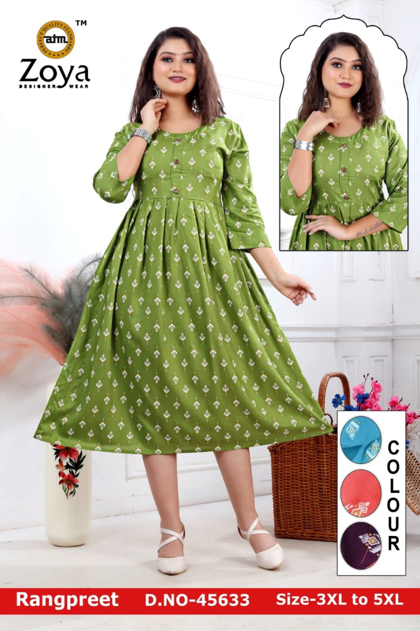 Rangpreet Plus Size Jnx Rayon Anarkali Kurtis Wholesale Price