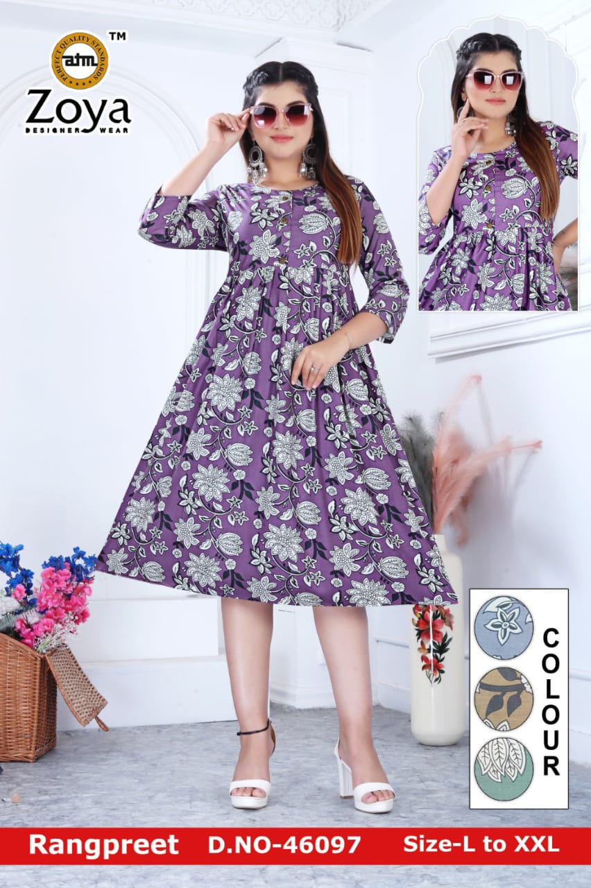 Rangpreet Plus Size Jnx Rayon Anarkali Kurtis Wholesale Price