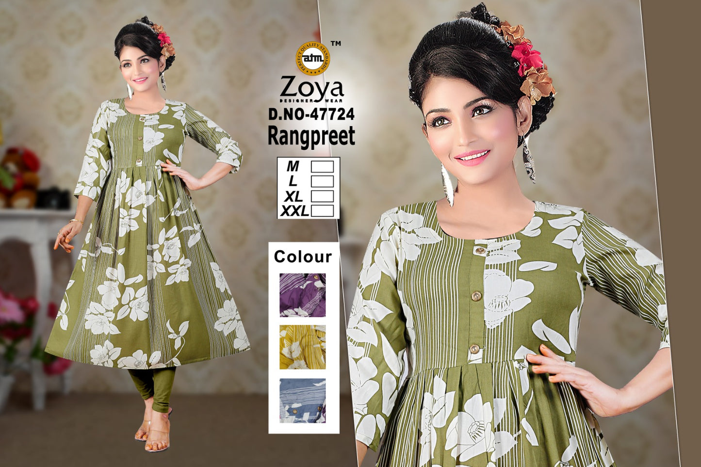 Rangpreet Zoya Rayon Anarkali Kurtis Supplier