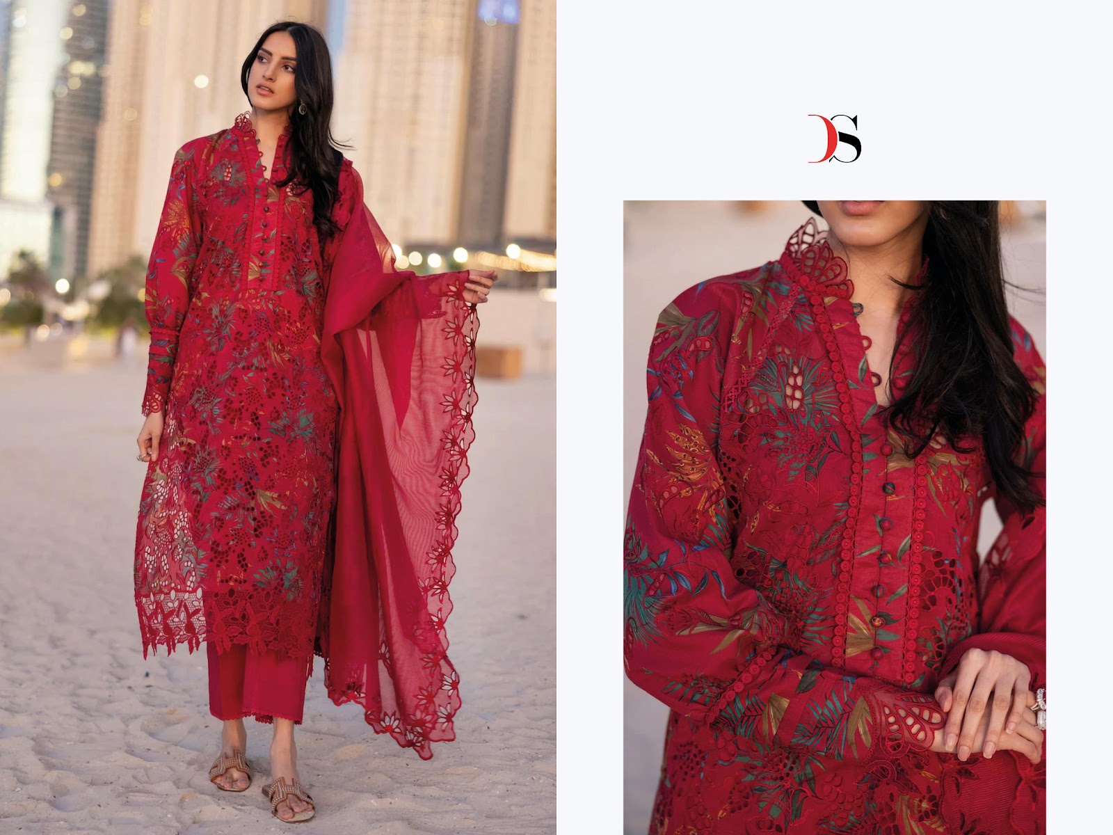 Rangrasiya Lawn 25-3 Deepsy Cotton Satin Pakistani Patch Work Suits Wholesaler