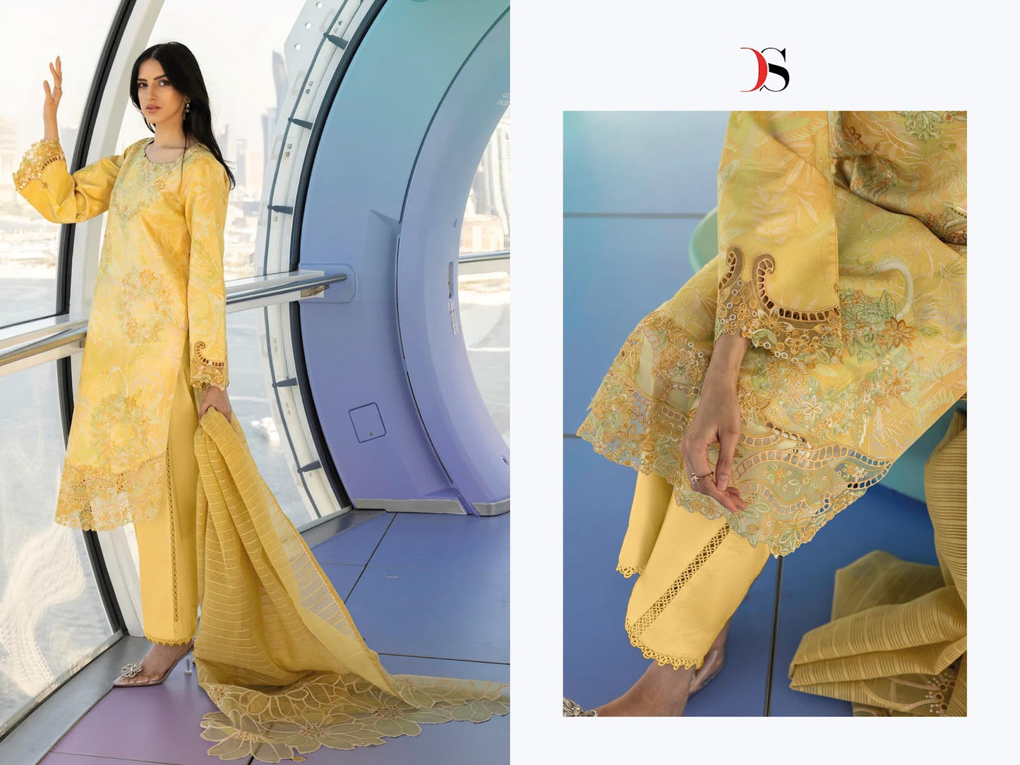 Rangrasiya Lawn 25-3 Deepsy Cotton Satin Pakistani Patch Work Suits Wholesaler