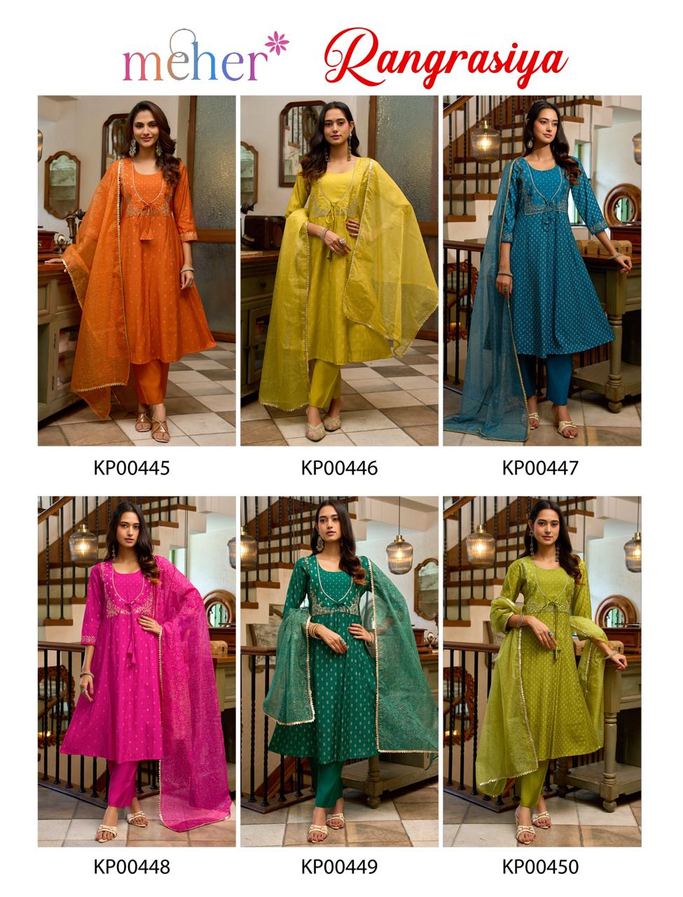 Rangrasiya Meher Roman Silk Readymade Anarkali Suits Wholesale Price