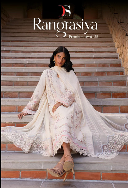 Rangrasiya Premium Lawn 25 Deepsy Pure Cotton Pakistani Patch Work Suits Wholesale