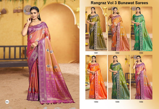Rangraz Vol 3 Bunawat Soft Silk Sarees Exporter India
