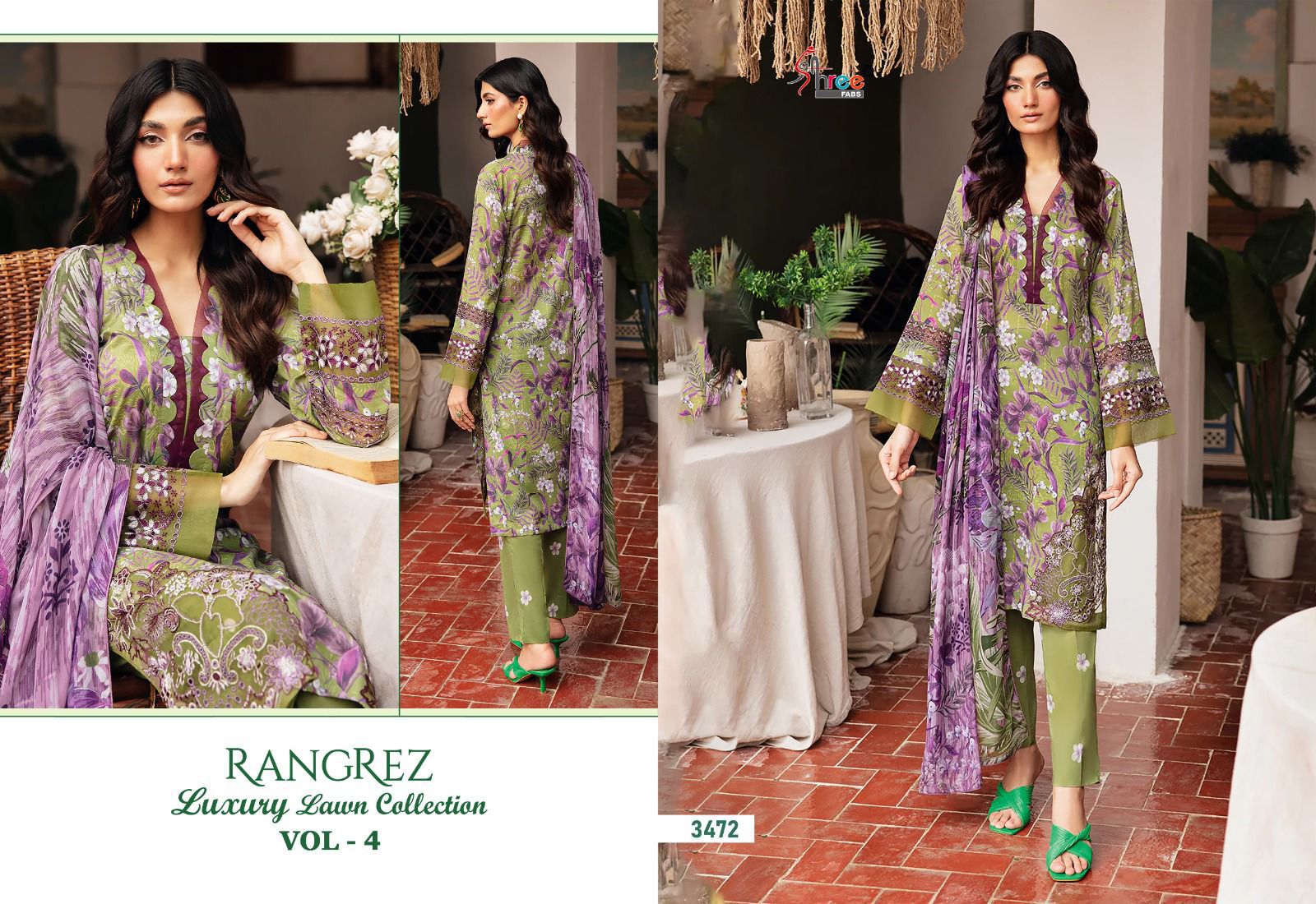 Rangrez Luxury Lawn Vol 4 Shree Fabs Cotton Pakistani Patch Work Suits