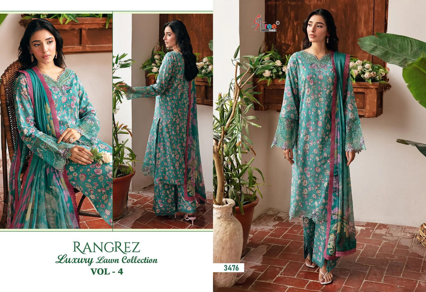Rangrez Luxury Lawn Vol 4 Shree Fabs Cotton Pakistani Patch Work Suits