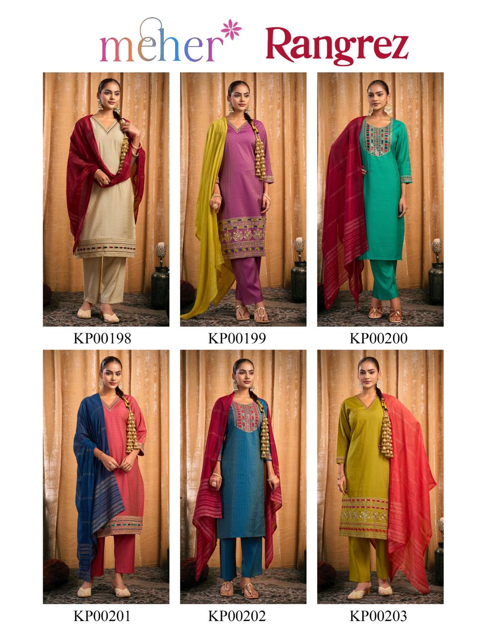 Rangrez Meher Dobby Readymade Pant Style Suits Supplier