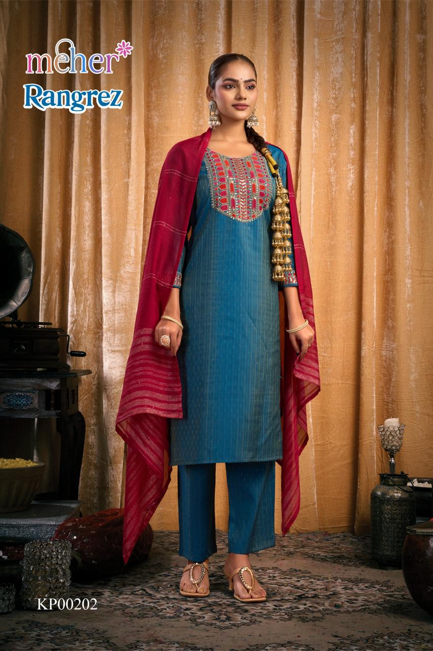 Rangrez Meher Dobby Readymade Pant Style Suits Supplier