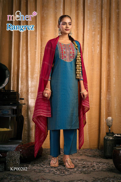 Rangrez Meher Dobby Readymade Pant Style Suits Supplier