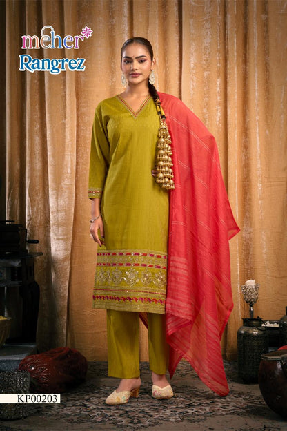 Rangrez Meher Dobby Readymade Pant Style Suits Supplier