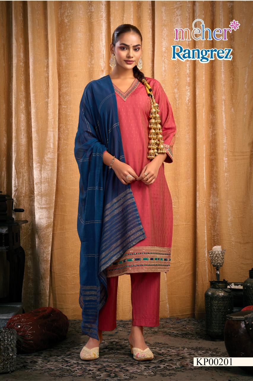 Rangrez Meher Dobby Readymade Pant Style Suits Supplier