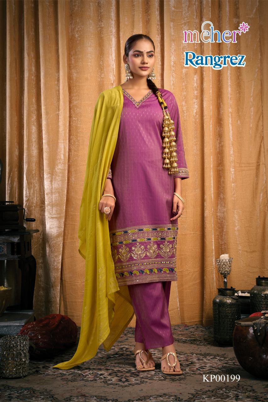 Rangrez Meher Dobby Readymade Pant Style Suits Supplier