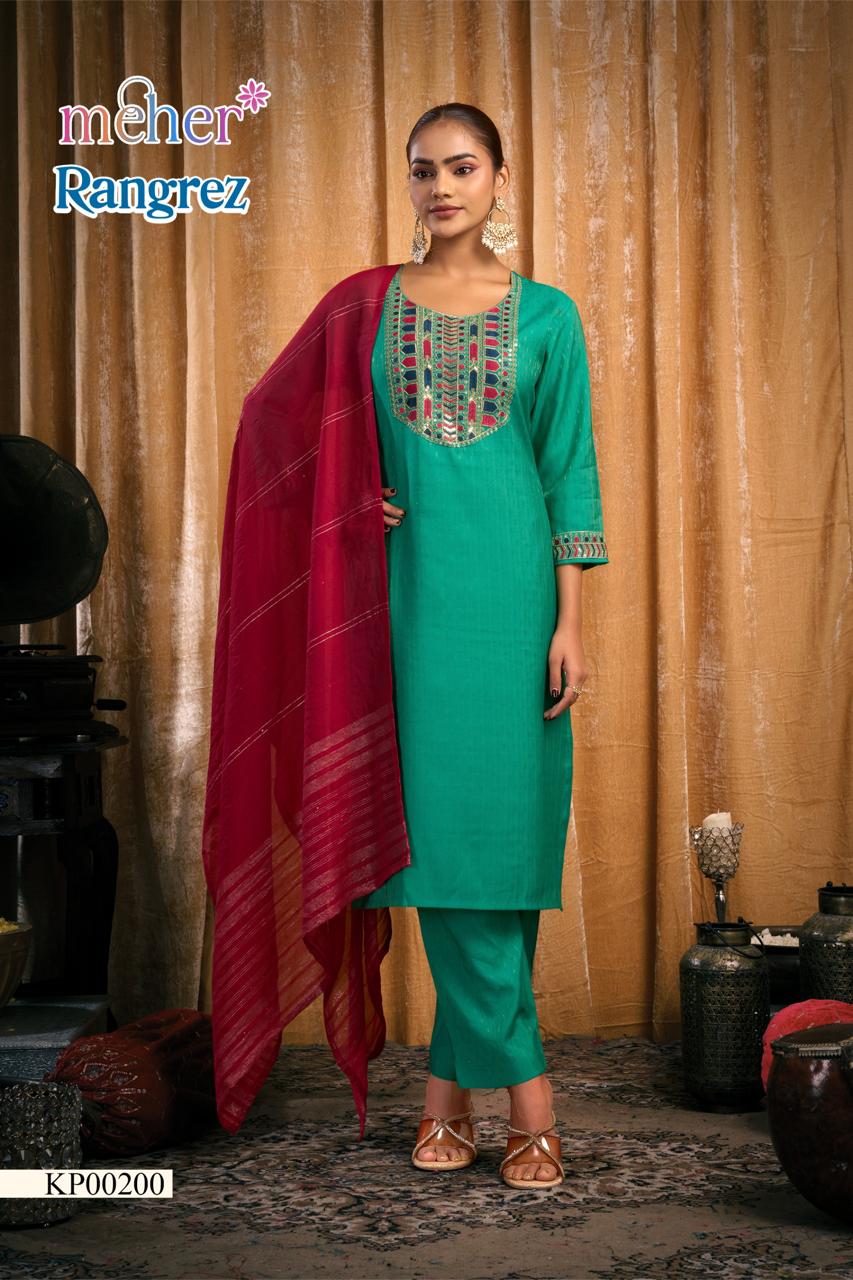 Rangrez Meher Dobby Readymade Pant Style Suits Supplier