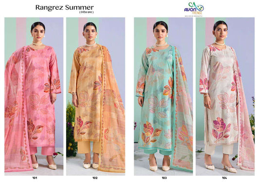 Rangrez Summer Avon Trendz Cotton Cambric Pant Style Suits Supplier Gujarat