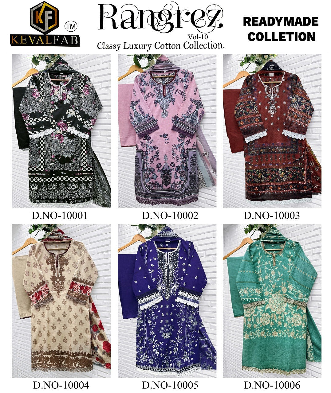 Rangrez Vol 10 Classy Luxury Cotton Collection Keval Fab Karachi Readymade Suits Wholesale Rate