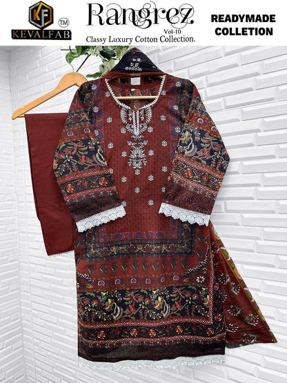Rangrez Vol 10 Classy Luxury Cotton Collection Keval Fab Karachi Readymade Suits Wholesale Rate