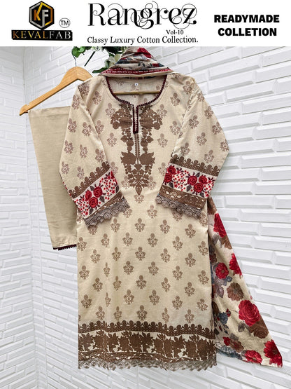 Rangrez Vol 10 Classy Luxury Cotton Collection Keval Fab Karachi Readymade Suits Wholesale Rate